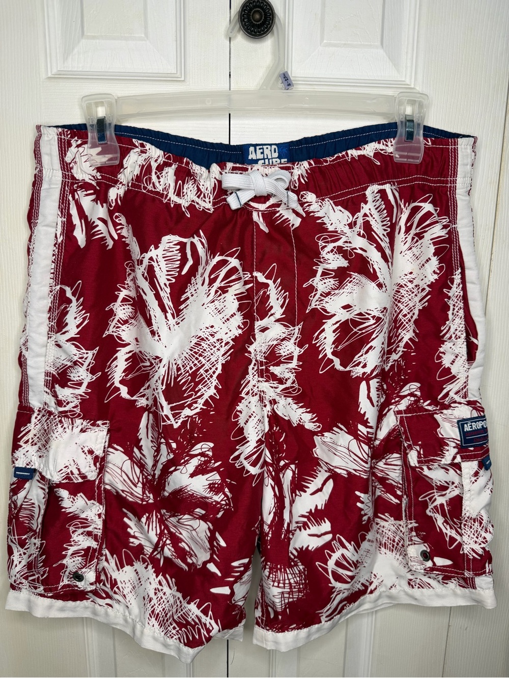 Aeropostale Red and White Floral Swim Shorts